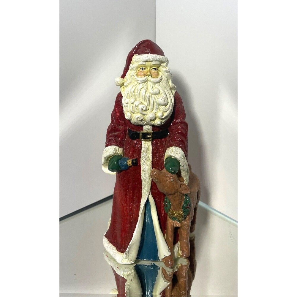 Vintage Santa Claus Figurine With Reindeer